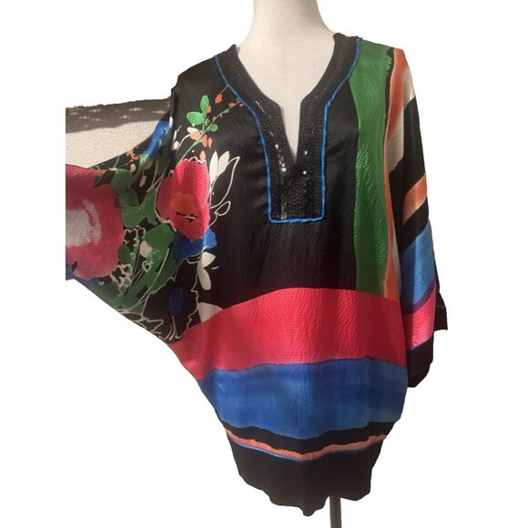 Bebe Dress S Small SILK Kimono Dolman Sleeve Resort Cruise Party SUMMER - Picture 2 of 14